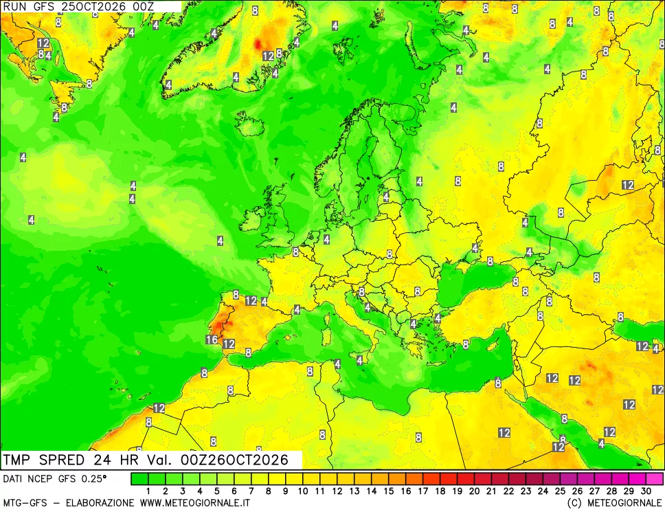 mappa Dif. TMax-TMin 24 ore