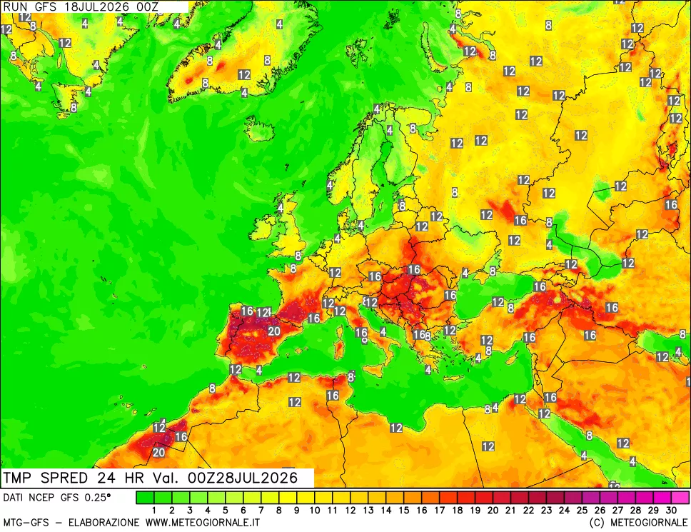 mappa Dif. TMax-TMin 24 ore