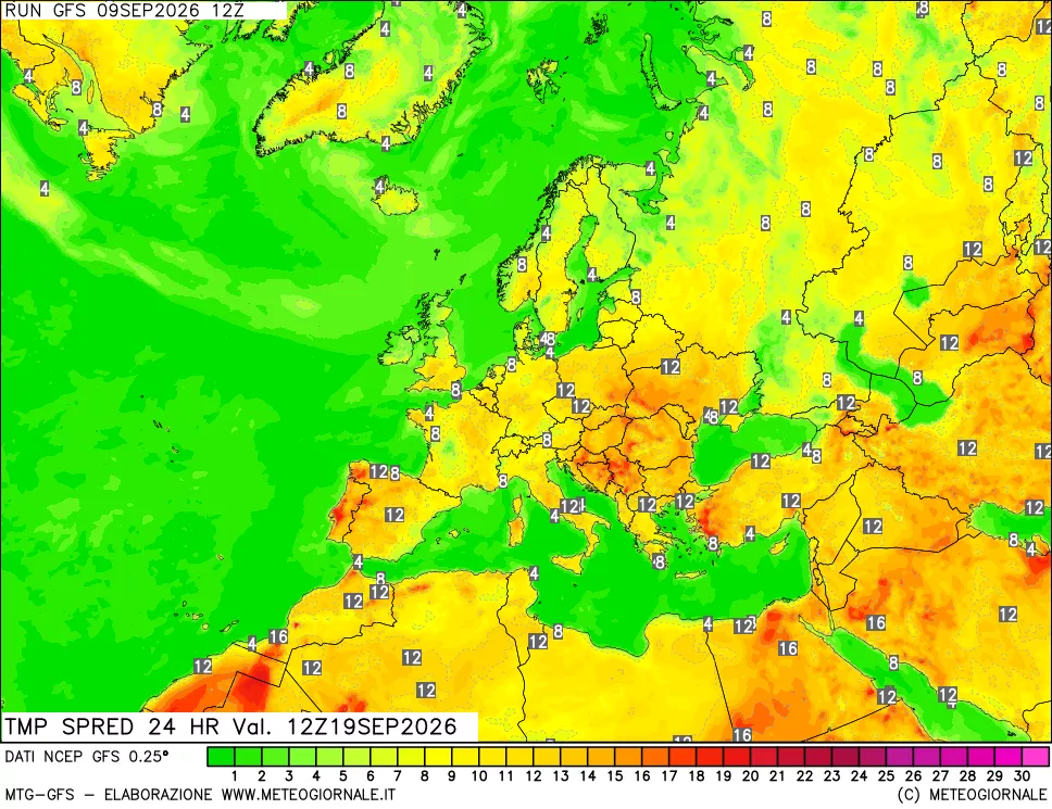 mappa Differenza TMax-TMin 24 ore