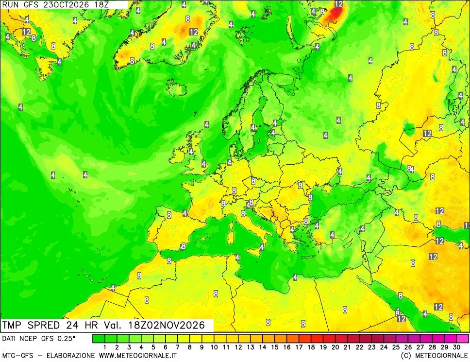 mappa Differenza TMax-TMin 24 ore