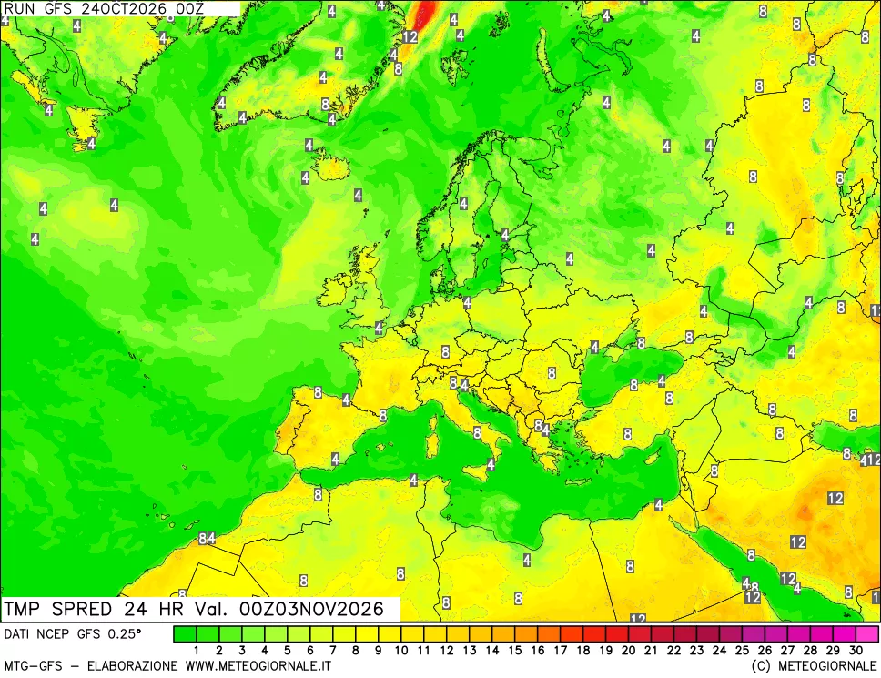 mappa Dif. TMax-TMin 24 ore