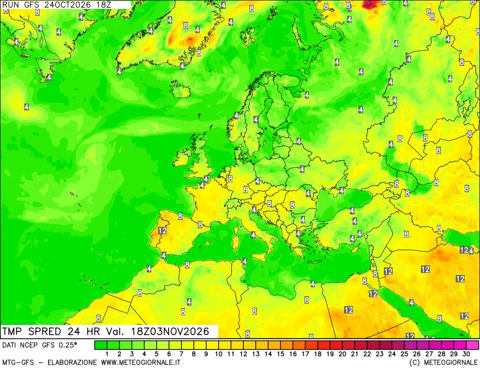 mappa Differenza TMax-TMin 24 ore