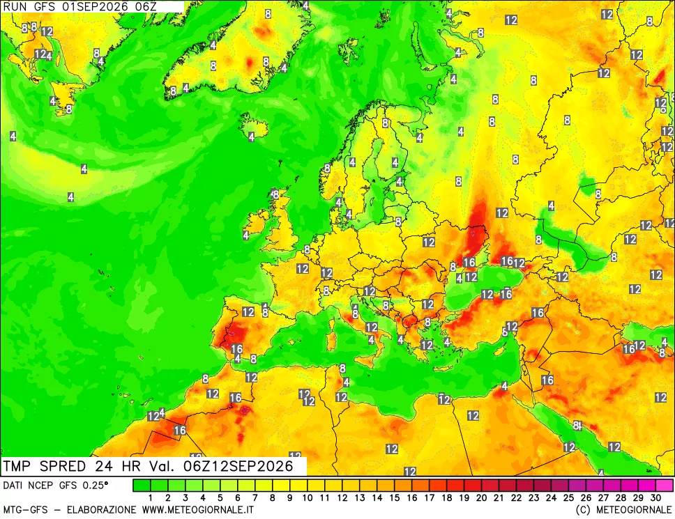 mappa Differenza TMax-TMin 24 ore