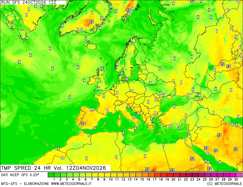 mappa Differenza TMax-TMin 24 ore