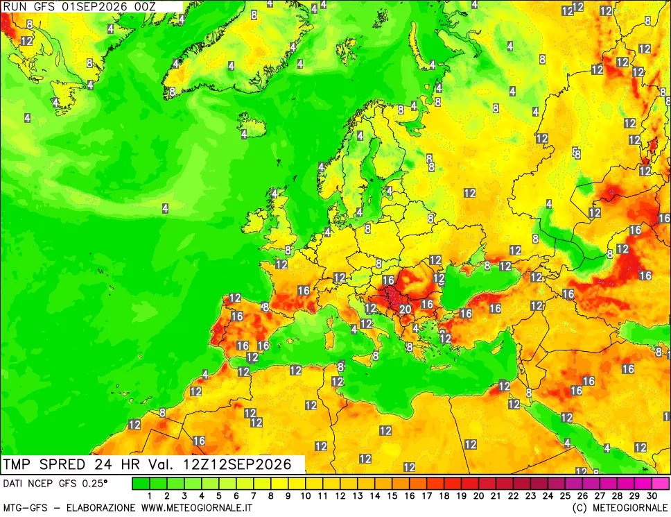mappa Dif. TMax-TMin 24 ore