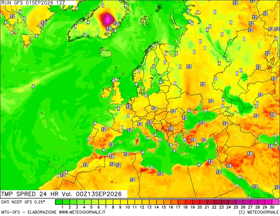 mappa Dif. TMax-TMin 24 ore