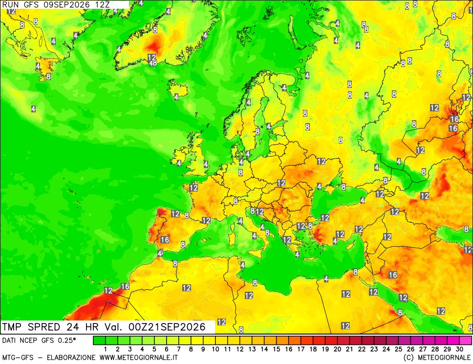 mappa Differenza TMax-TMin 24 ore