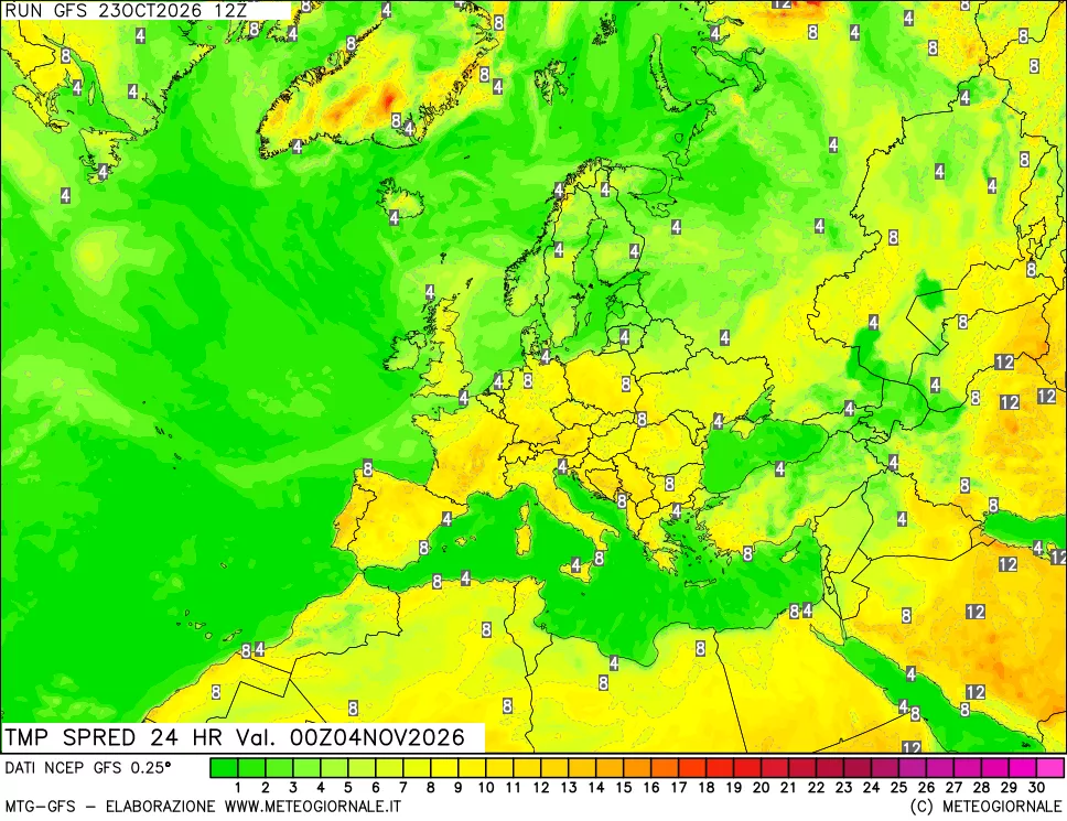 mappa Differenza TMax-TMin 24 ore