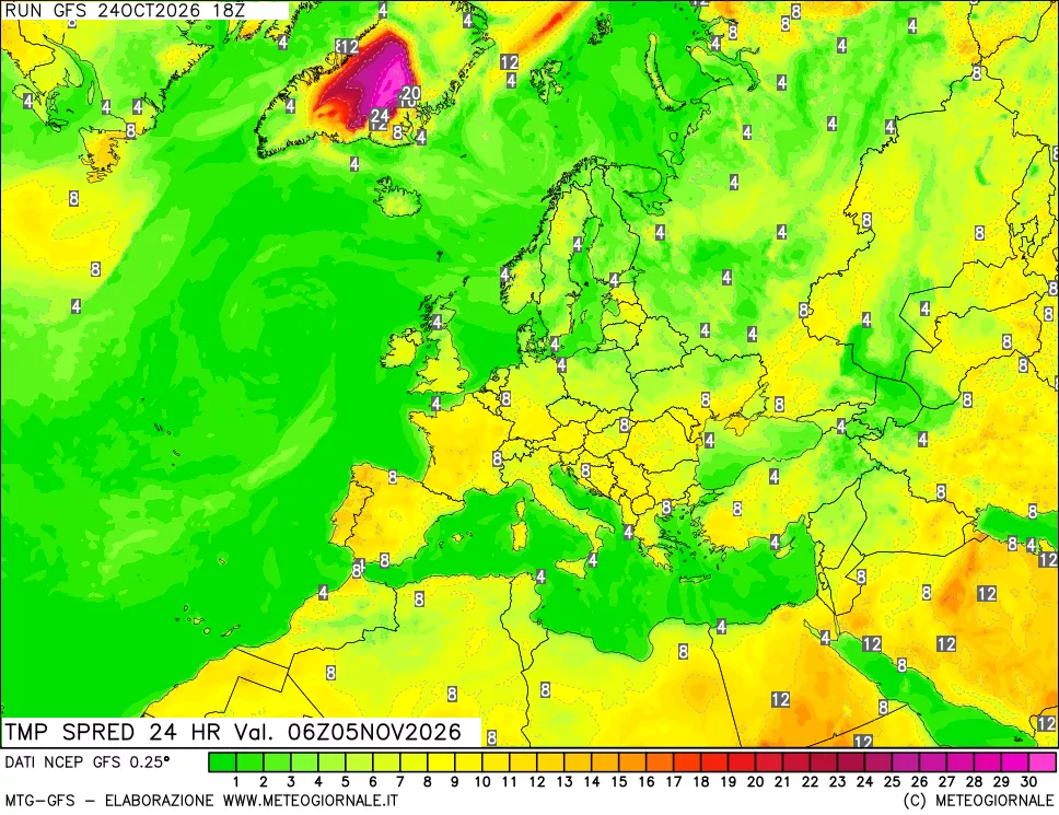 mappa Differenza TMax-TMin 24 ore