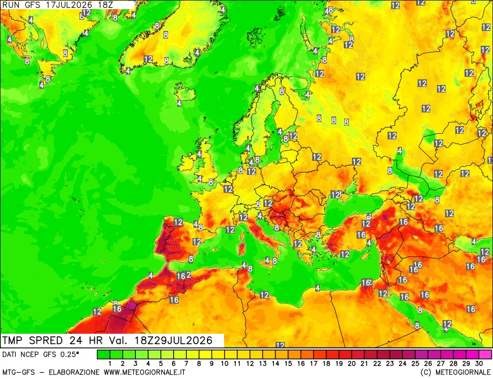 mappa Dif. TMax-TMin 24 ore