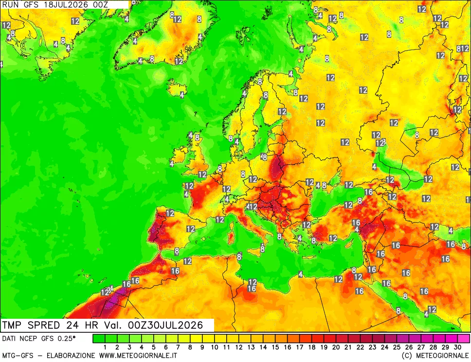 mappa Differenza TMax-TMin 24 ore