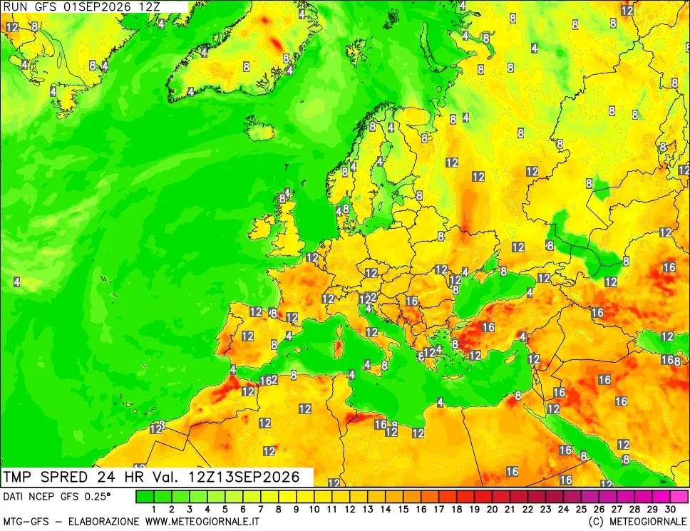 mappa Differenza TMax-TMin 24 ore