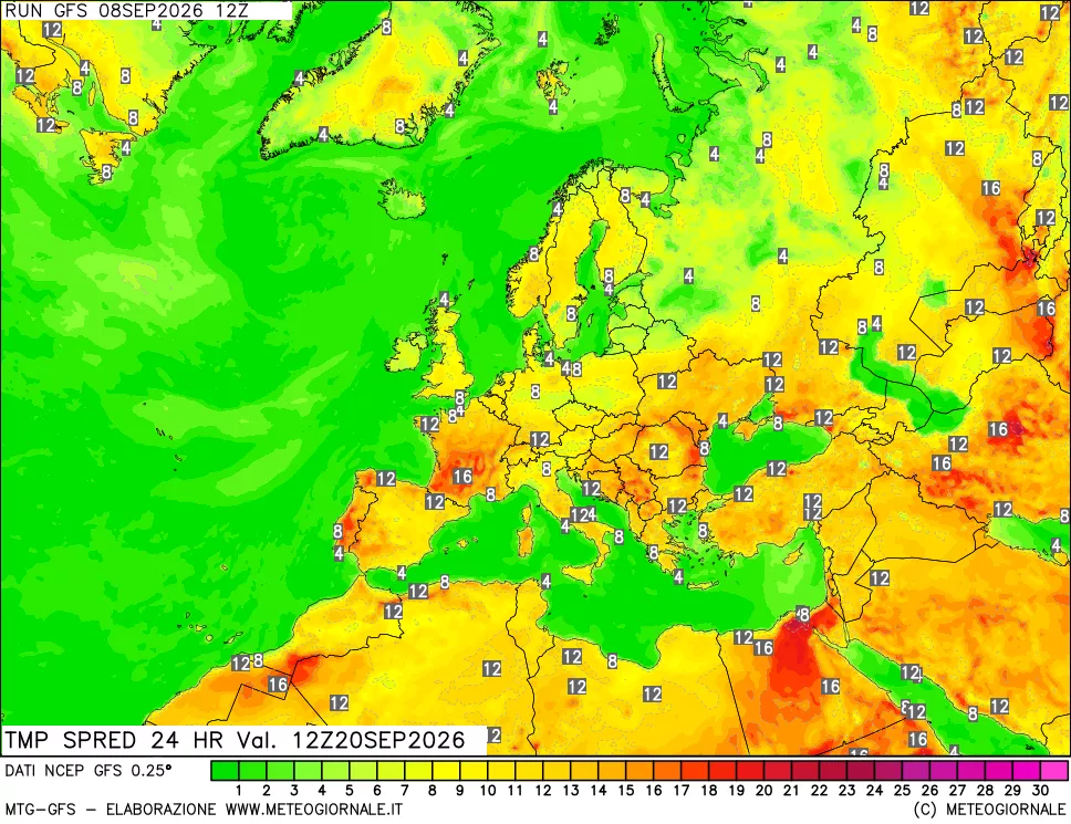 mappa Differenza TMax-TMin 24 ore