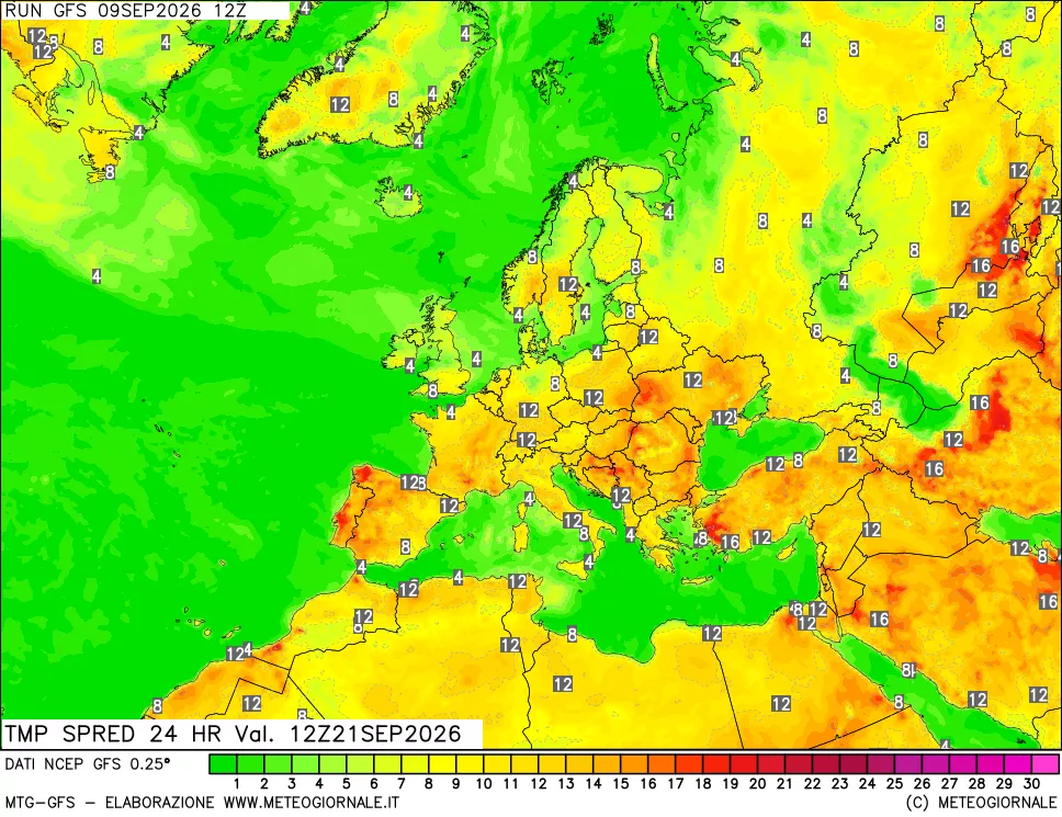 mappa Differenza TMax-TMin 24 ore