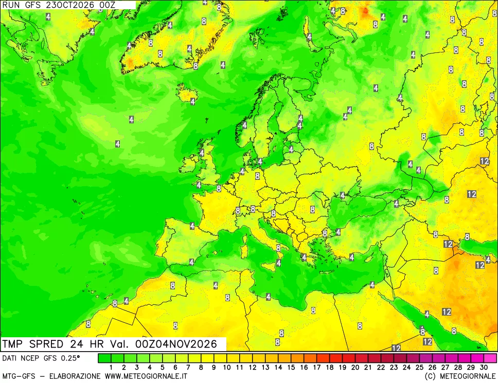 mappa Dif. TMax-TMin 24 ore