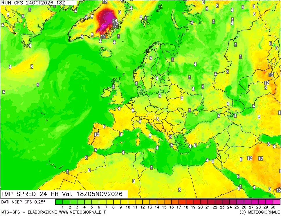mappa Differenza TMax-TMin 24 ore