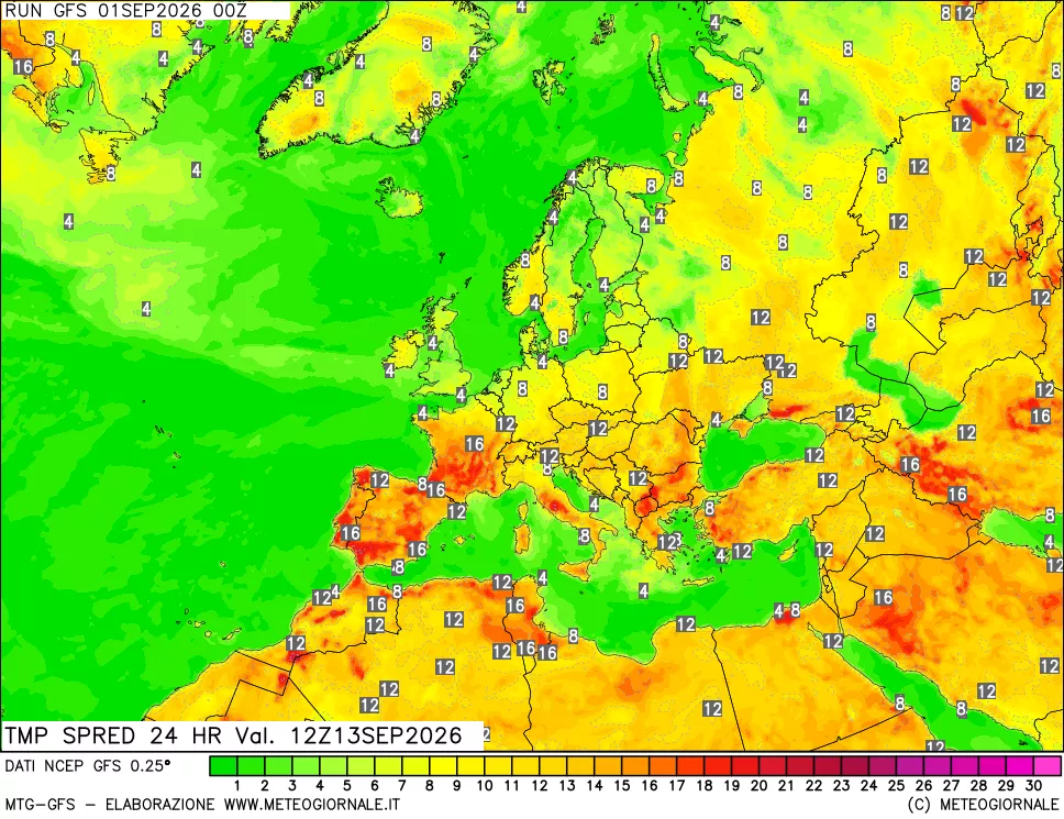 mappa Dif. TMax-TMin 24 ore