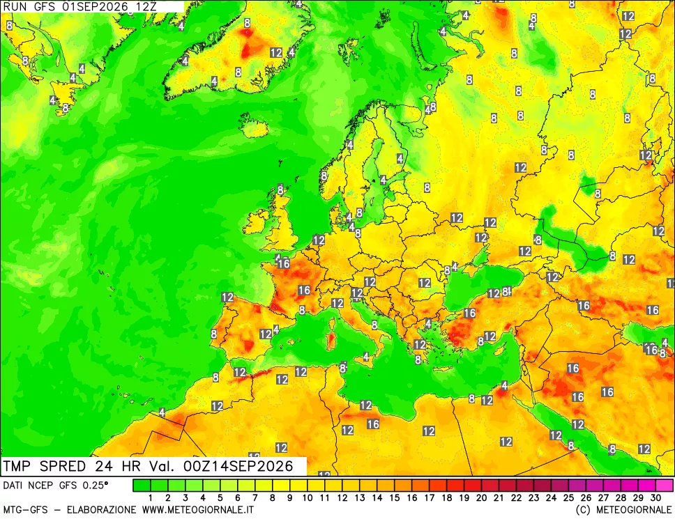 mappa Dif. TMax-TMin 24 ore
