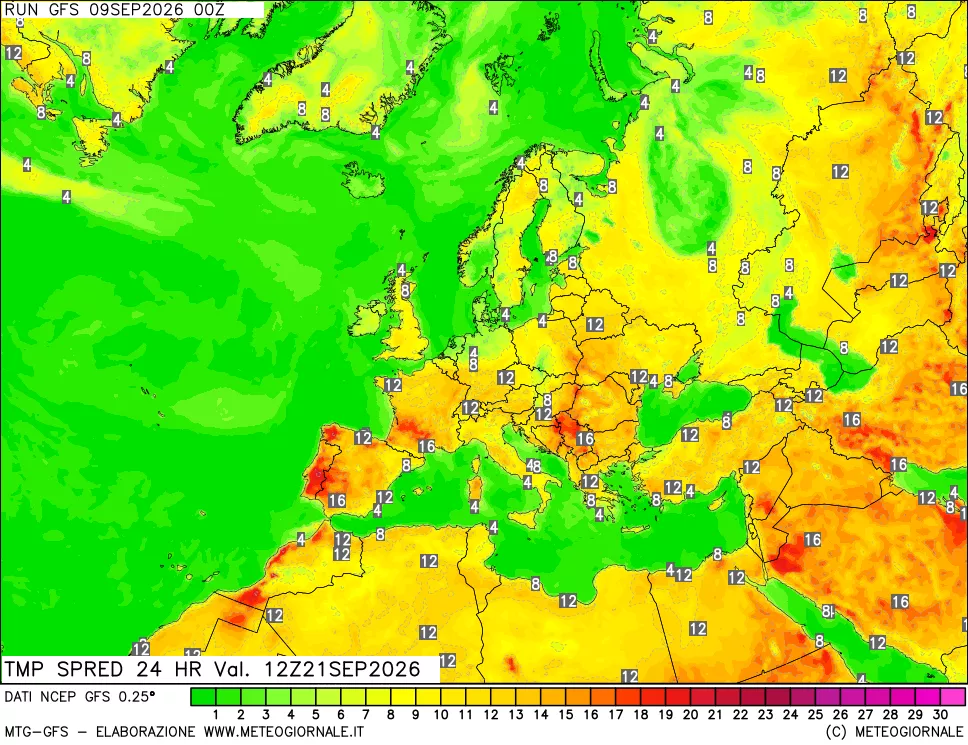 mappa Dif. TMax-TMin 24 ore