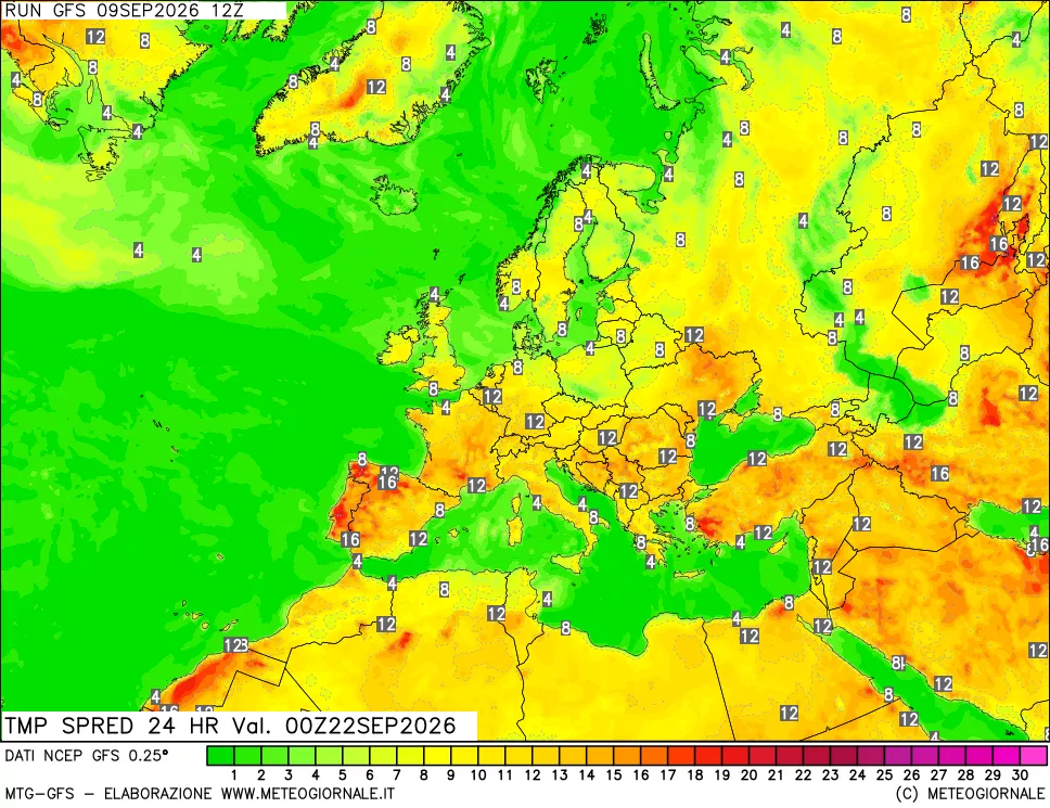 mappa Differenza TMax-TMin 24 ore
