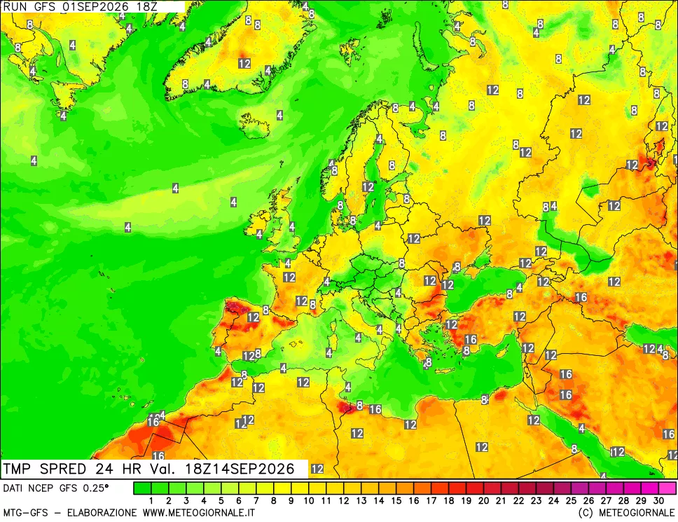 mappa Differenza TMax-TMin 24 ore