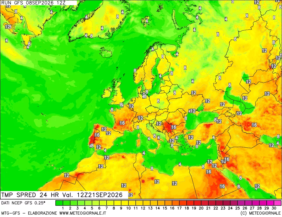 mappa Differenza TMax-TMin 24 ore