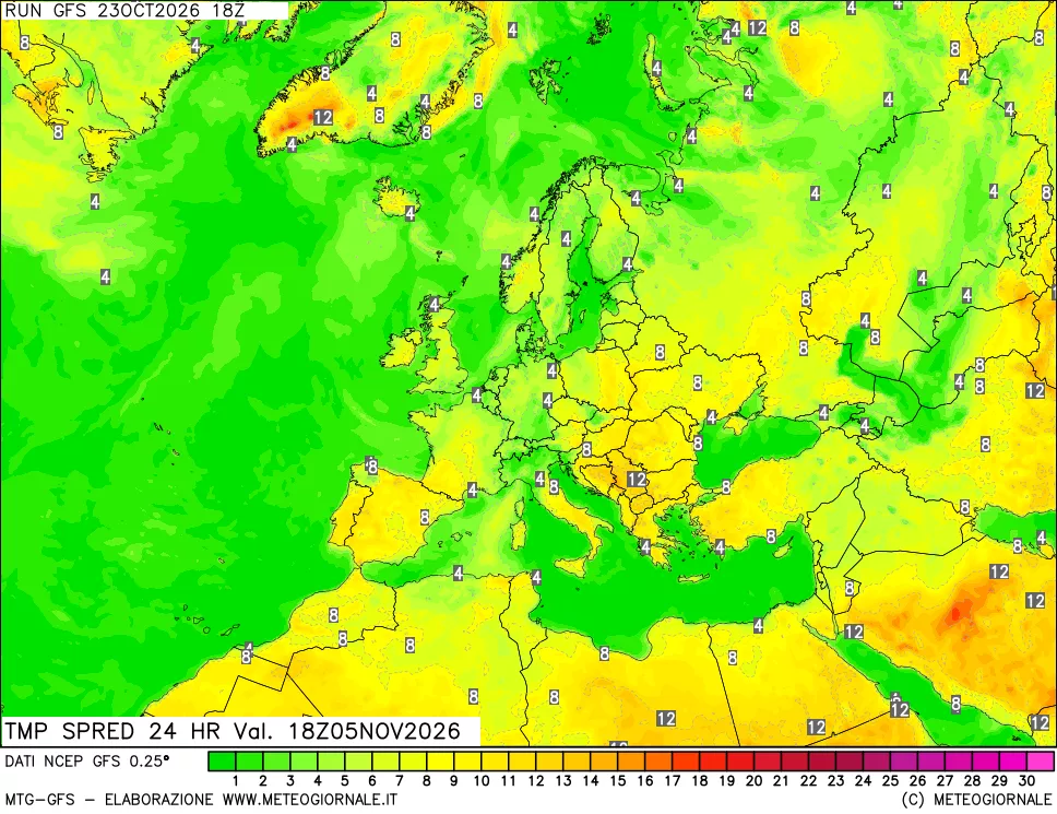 mappa Differenza TMax-TMin 24 ore