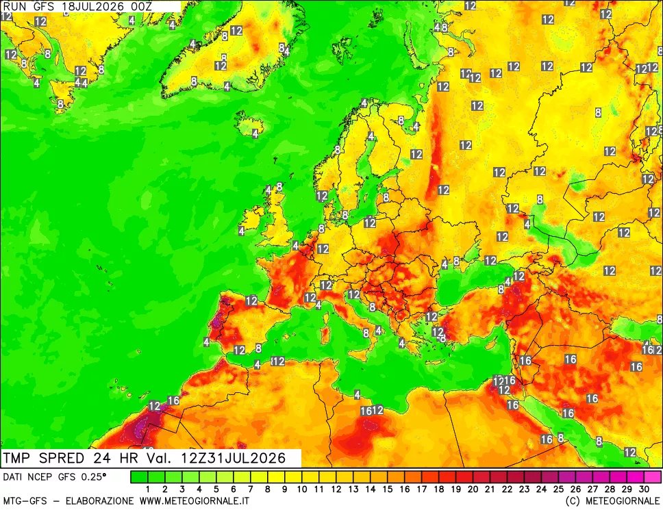 mappa Dif. TMax-TMin 24 ore