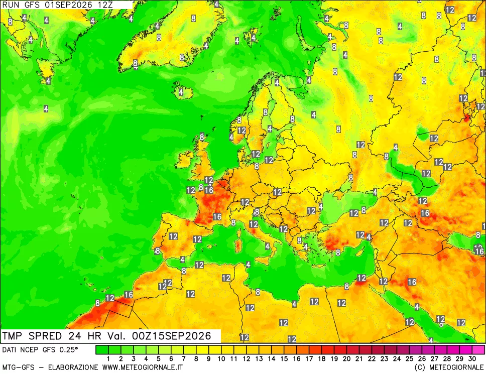 mappa Differenza TMax-TMin 24 ore