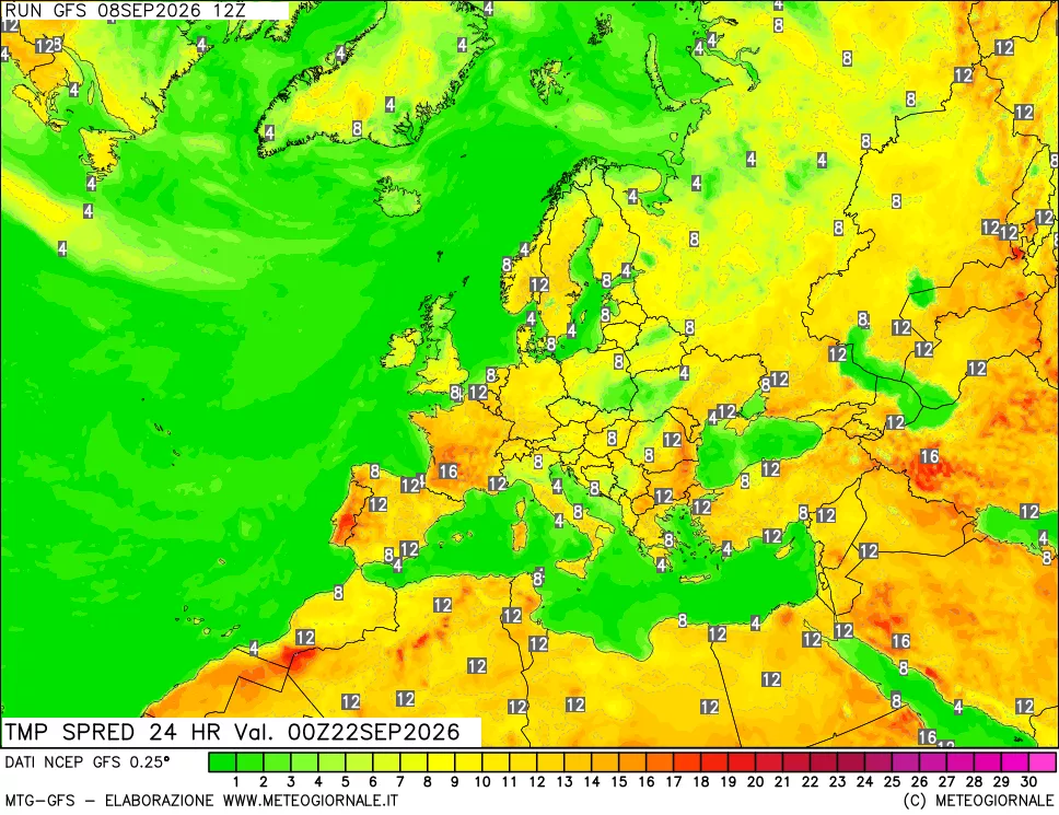 mappa Dif. TMax-TMin 24 ore