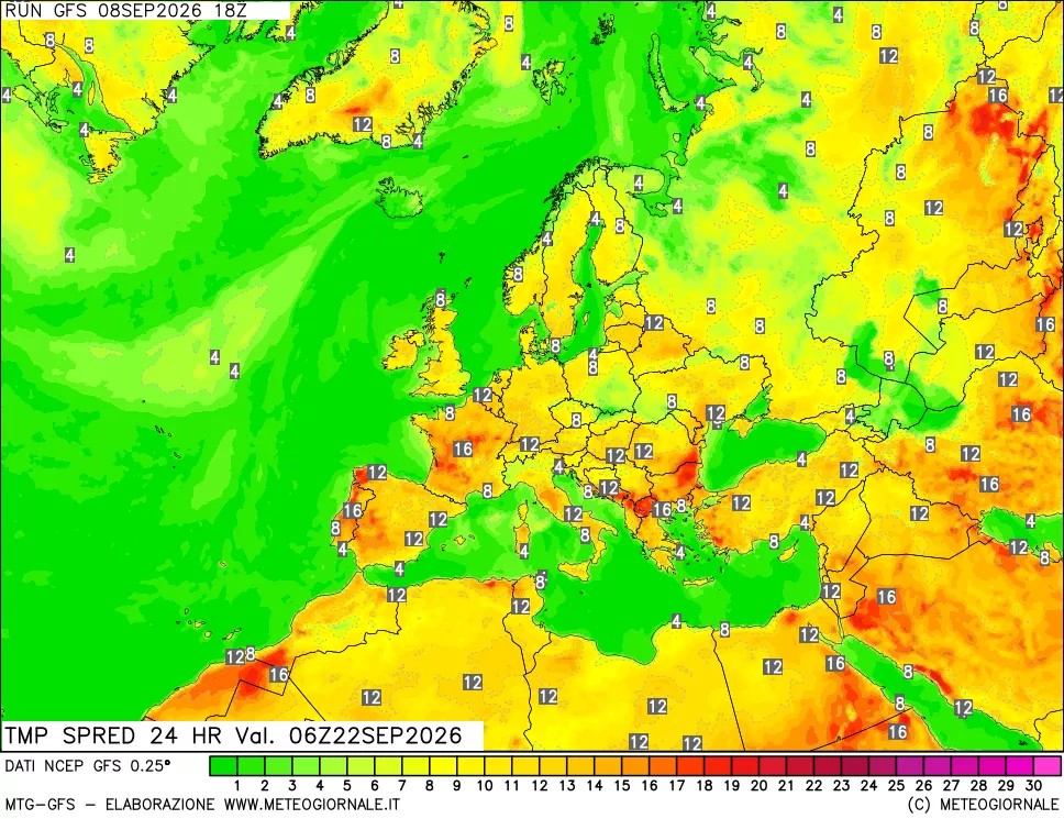 mappa Differenza TMax-TMin 24 ore