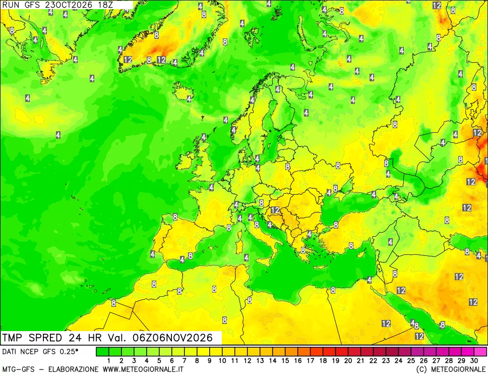 mappa Differenza TMax-TMin 24 ore