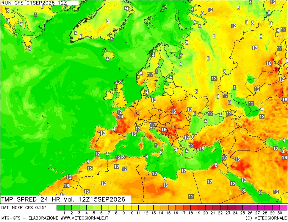 mappa Differenza TMax-TMin 24 ore