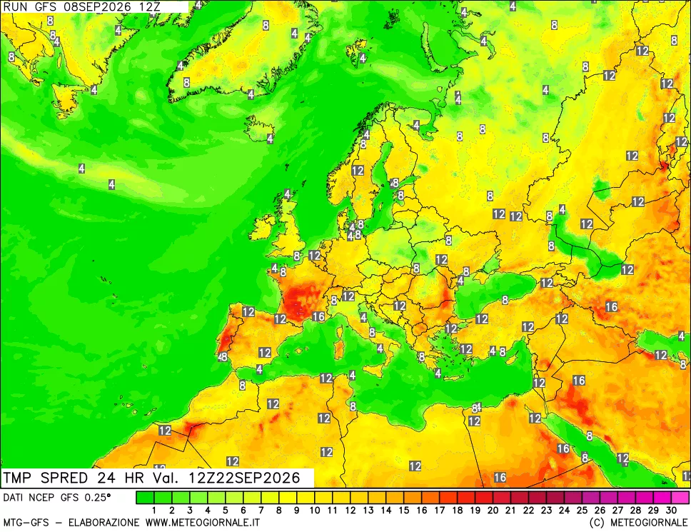 mappa Differenza TMax-TMin 24 ore