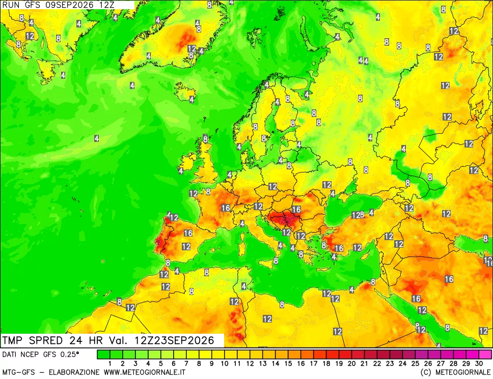 mappa Differenza TMax-TMin 24 ore