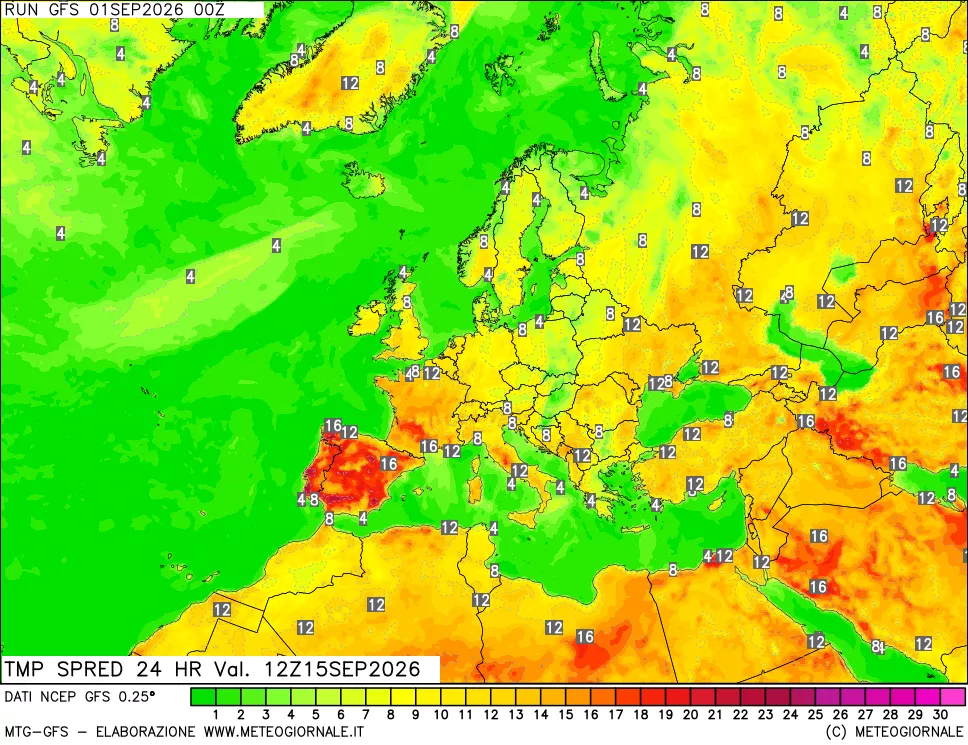 mappa Differenza TMax-TMin 24 ore