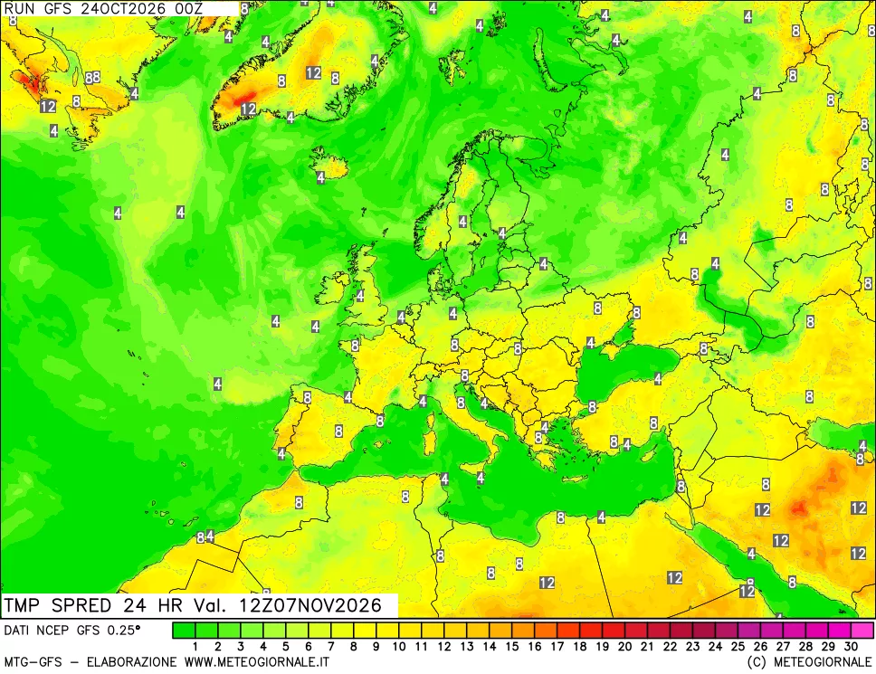 mappa Differenza TMax-TMin 24 ore