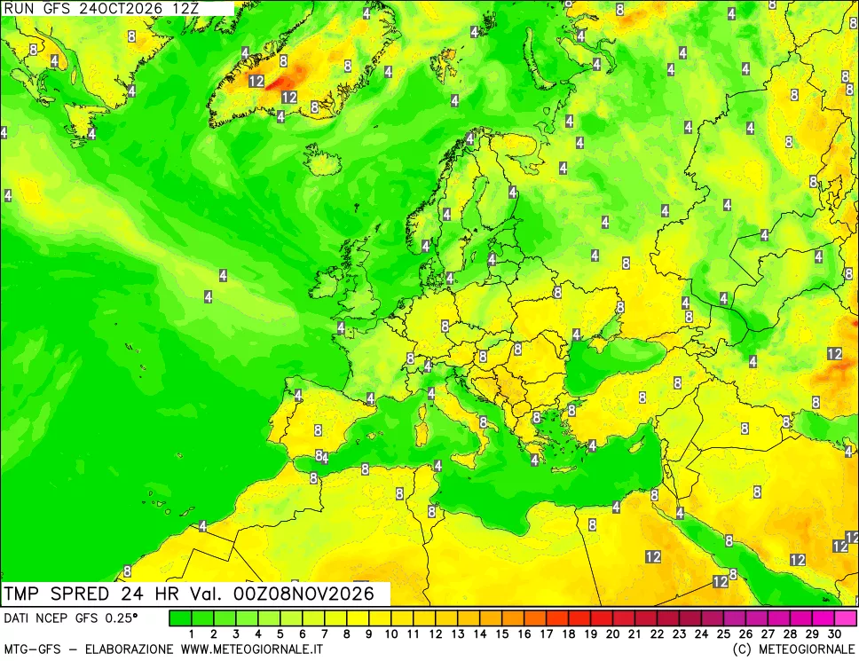 mappa Differenza TMax-TMin 24 ore
