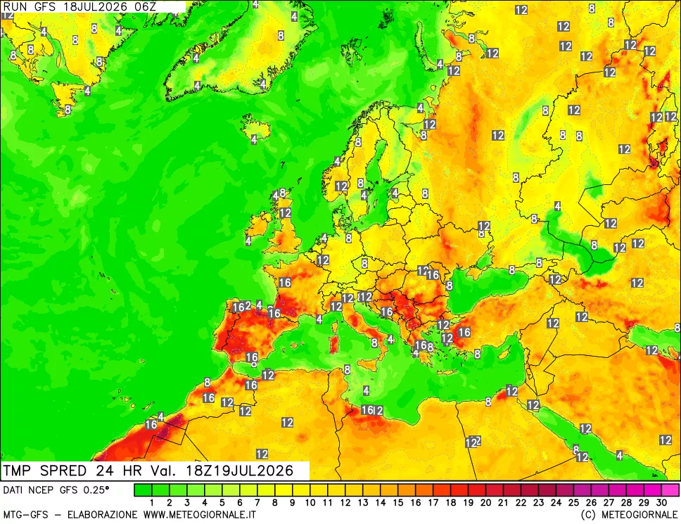 mappa Differenza TMax-TMin 24 ore