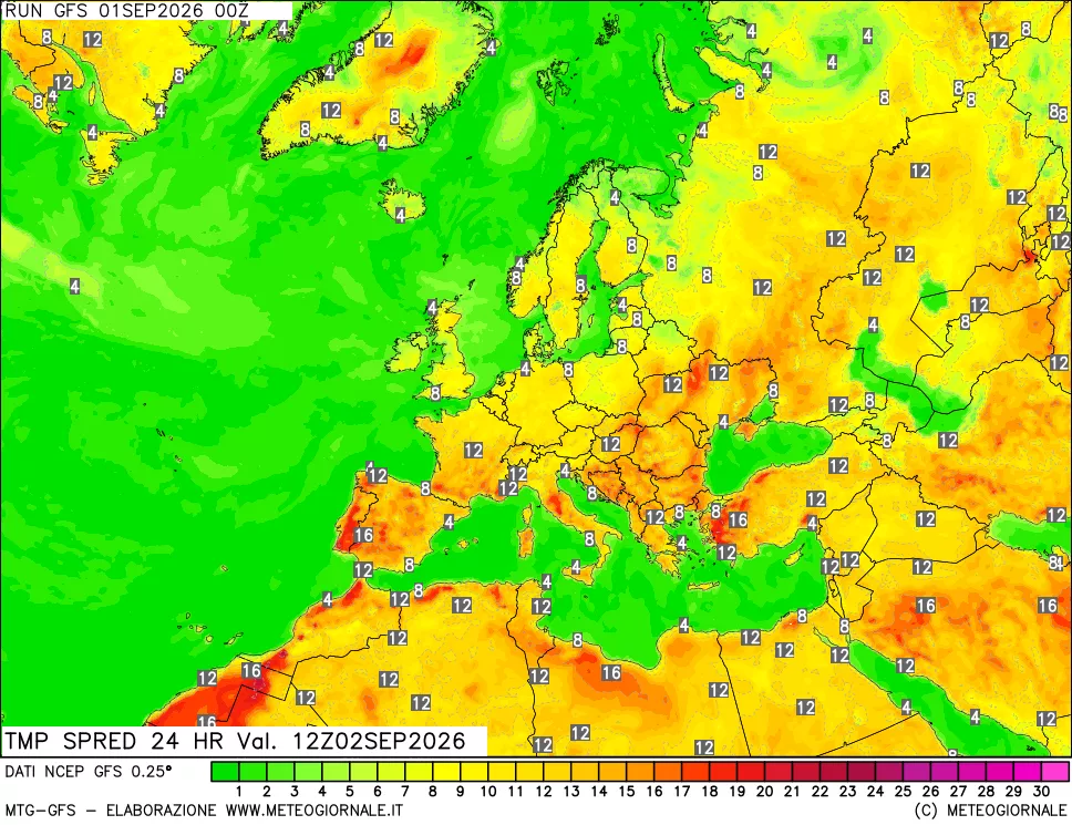 mappa Dif. TMax-TMin 24 ore