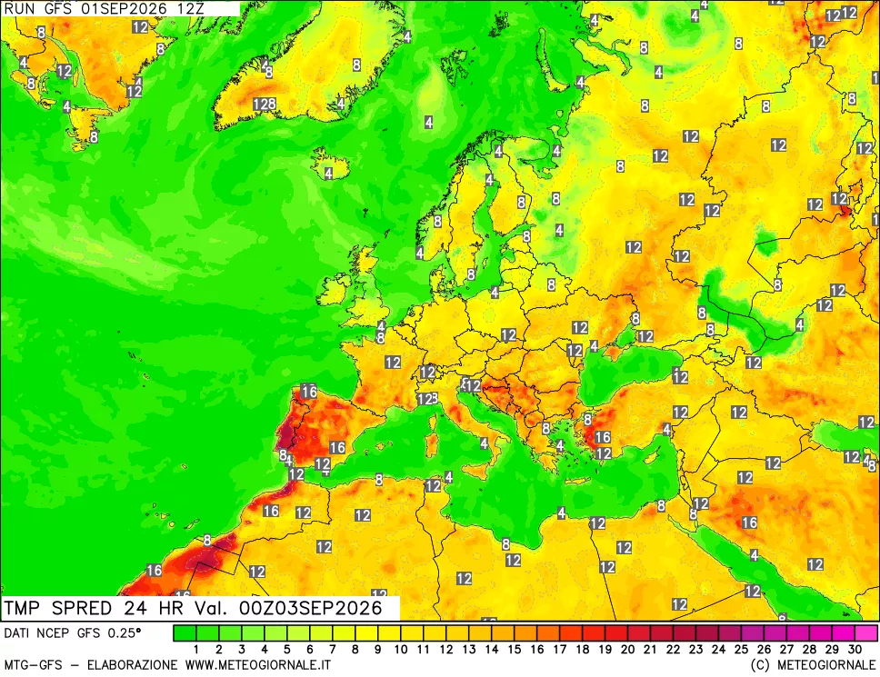 mappa Dif. TMax-TMin 24 ore