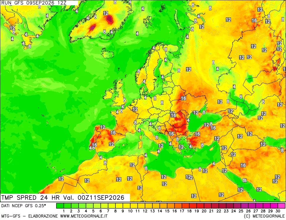 mappa Differenza TMax-TMin 24 ore