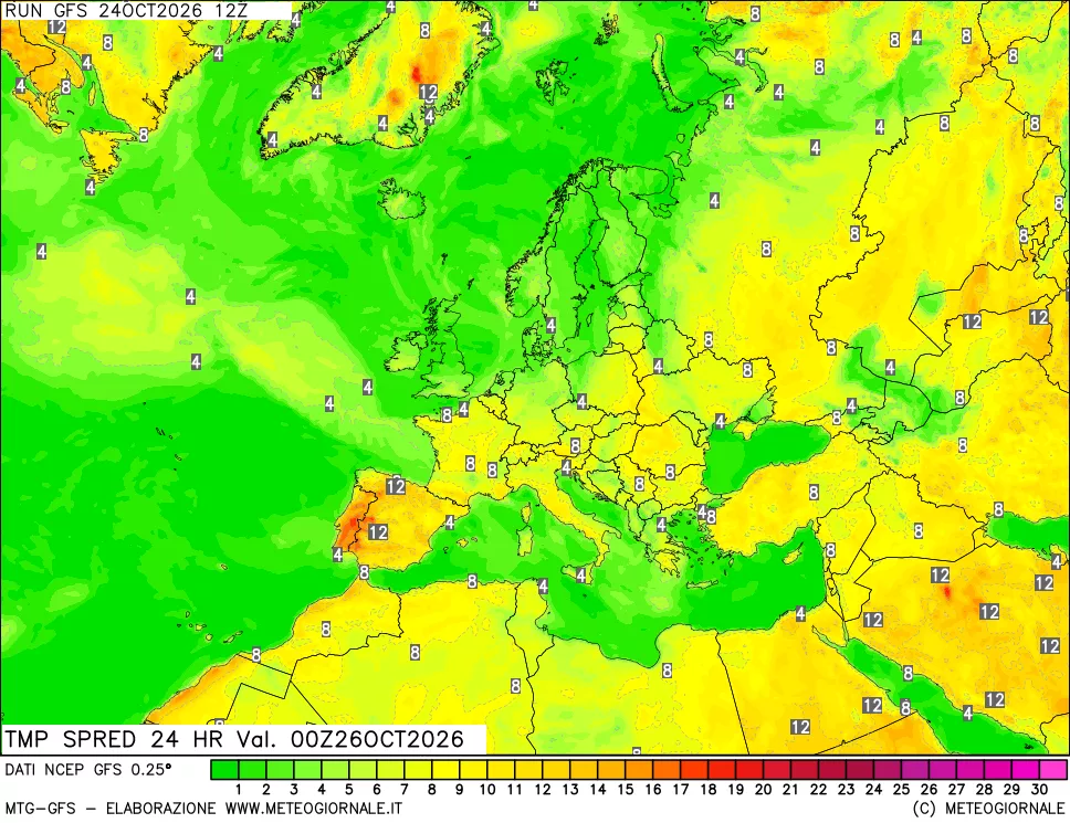 mappa Differenza TMax-TMin 24 ore