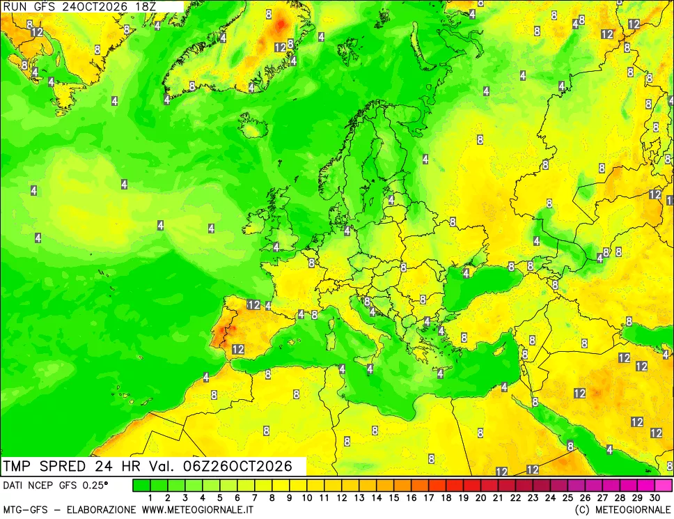 mappa Dif. TMax-TMin 24 ore