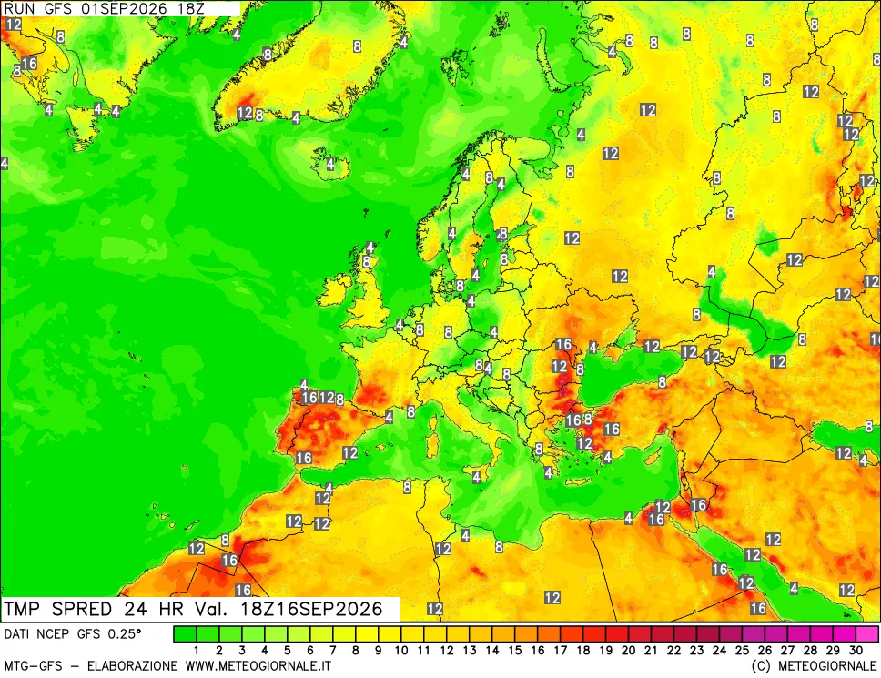 mappa Differenza TMax-TMin 24 ore