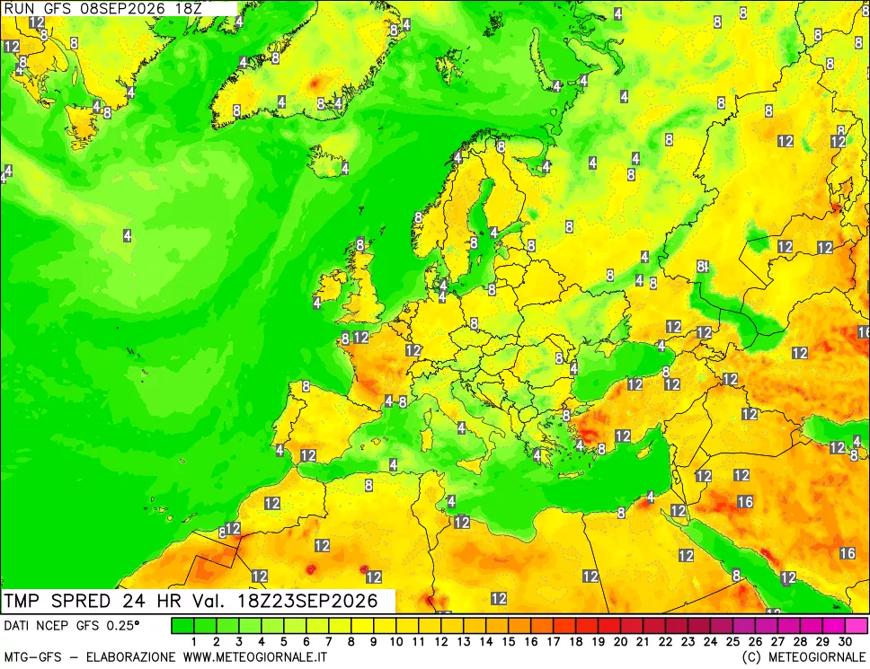 mappa Differenza TMax-TMin 24 ore