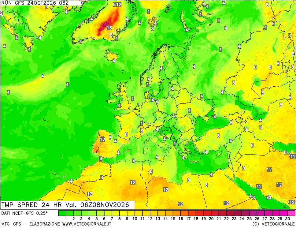 mappa Differenza TMax-TMin 24 ore