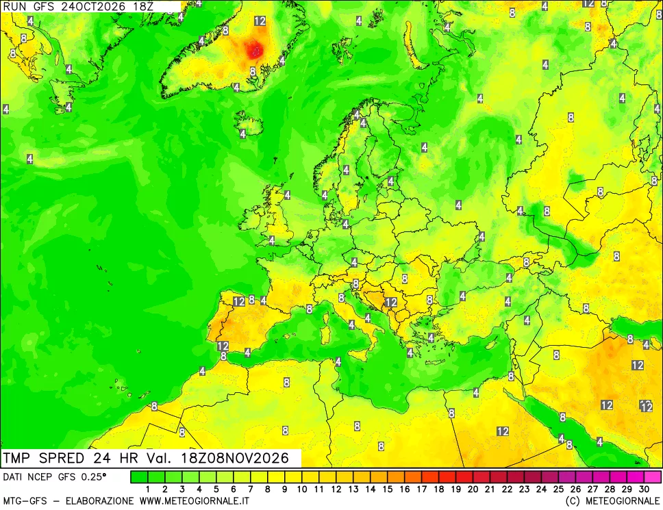 mappa Dif. TMax-TMin 24 ore