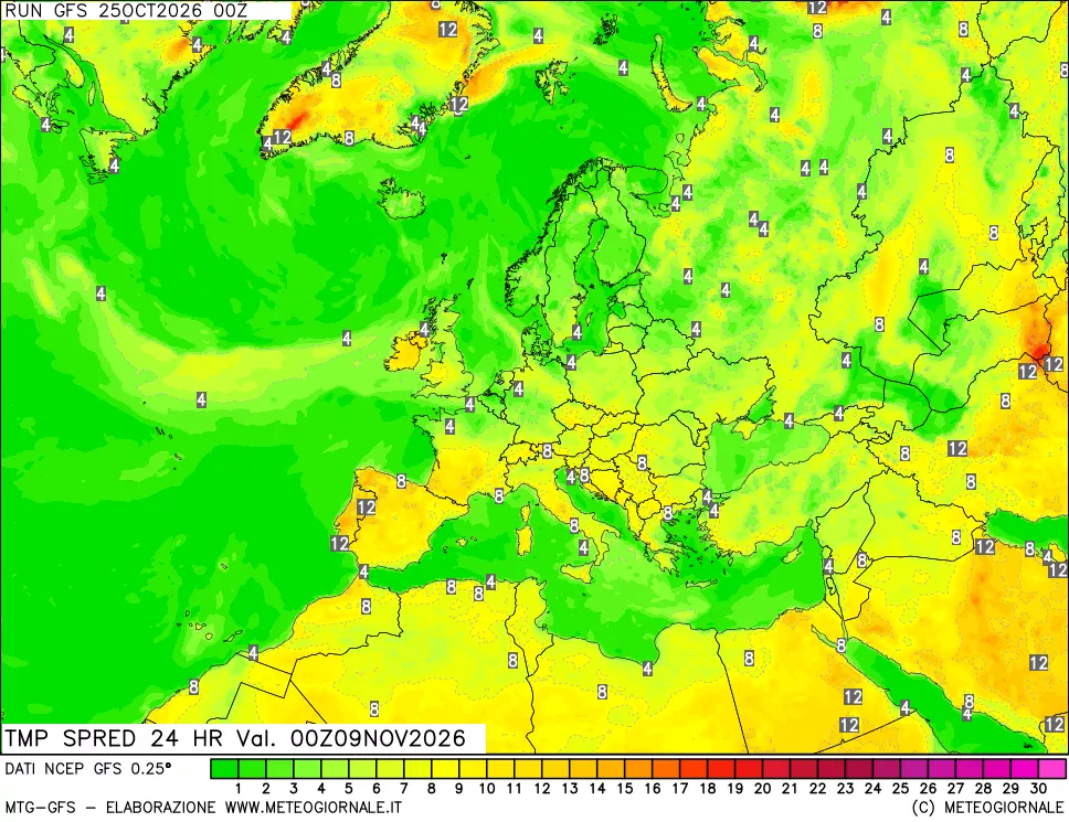 mappa Differenza TMax-TMin 24 ore