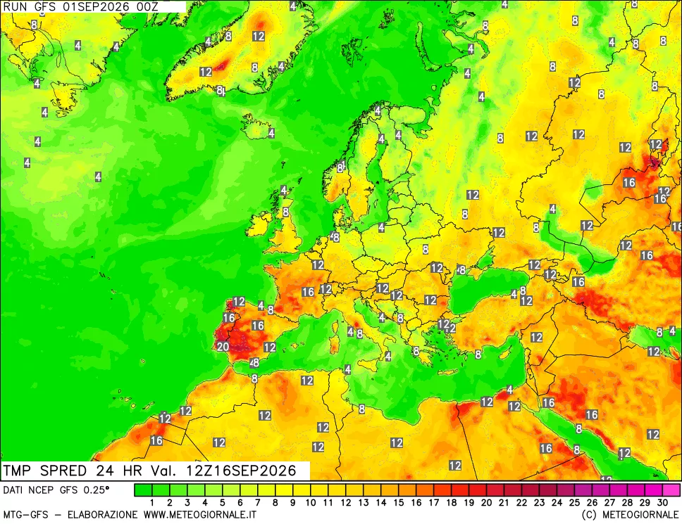 mappa Differenza TMax-TMin 24 ore